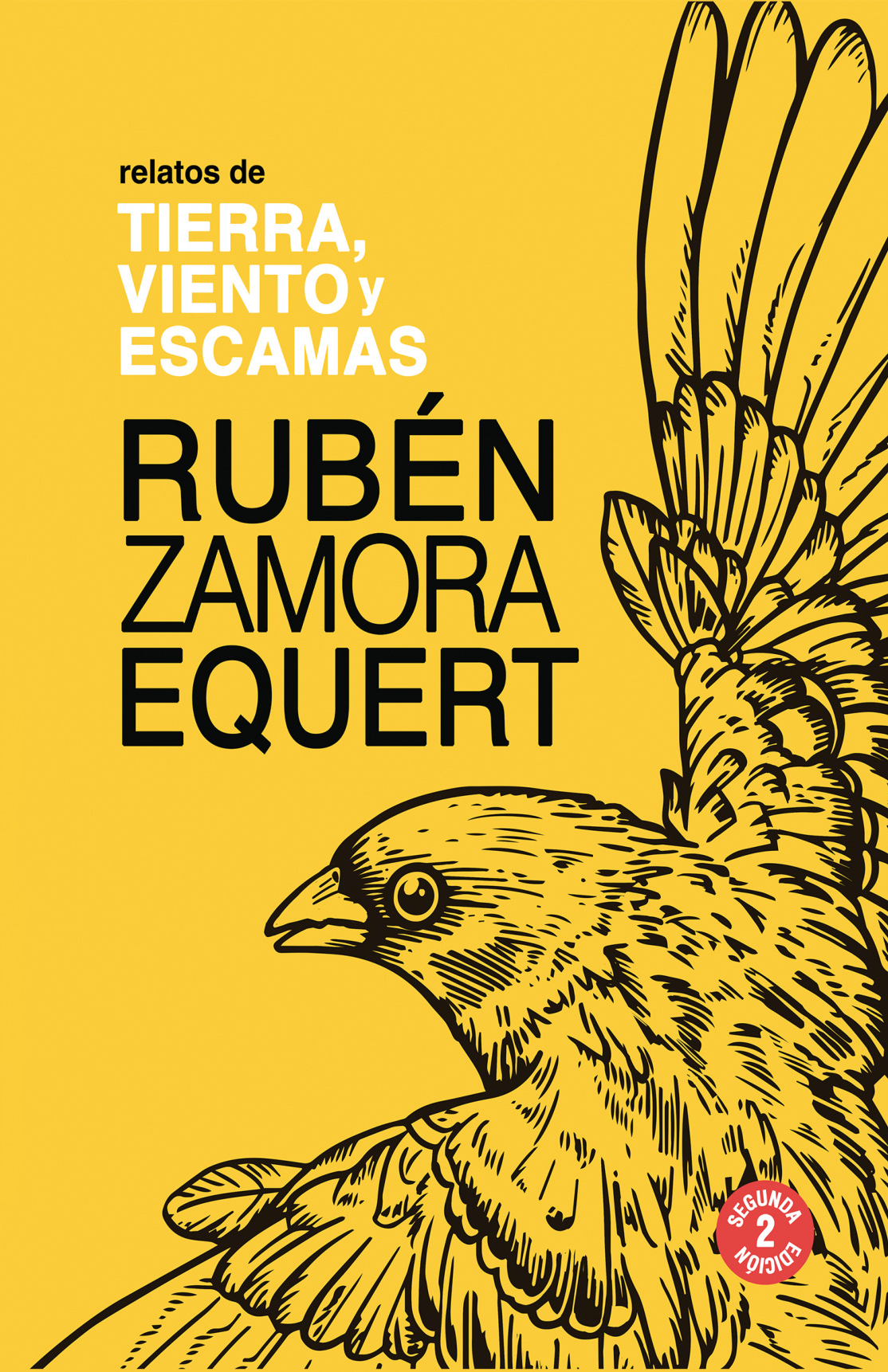 Cubierta frontal original de Relatos de tierra, viento y escamas, de Rubén Zamora Equert.